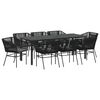 vidaXL Conjunto de Jantar para Jardim 9 pcs Preto A&ccedil;o revestido a p&oacute;