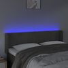 vidaXL Cabeceira cama c/ luzes LED veludo 147x16x78/88cm cinza-escuro