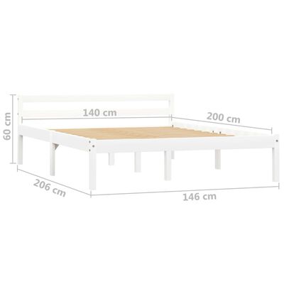 vidaXL Estrutura de cama 140x200 cm madeira pinho maciço branco