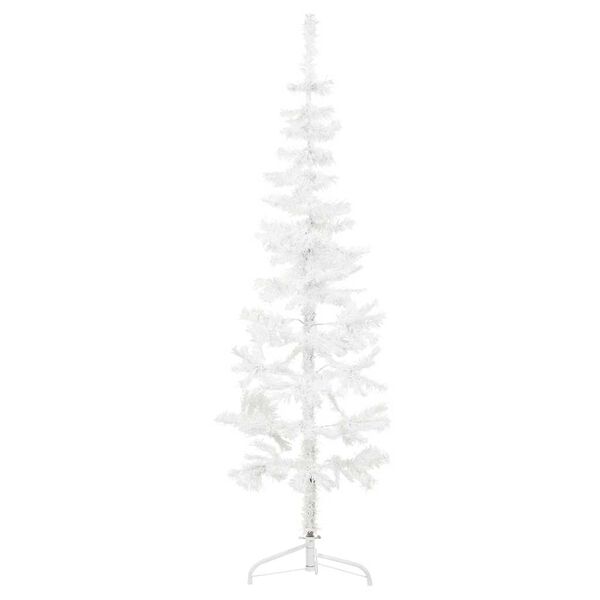 vidaXL Meia árvore de Natal fina com suporte 150 cm branco