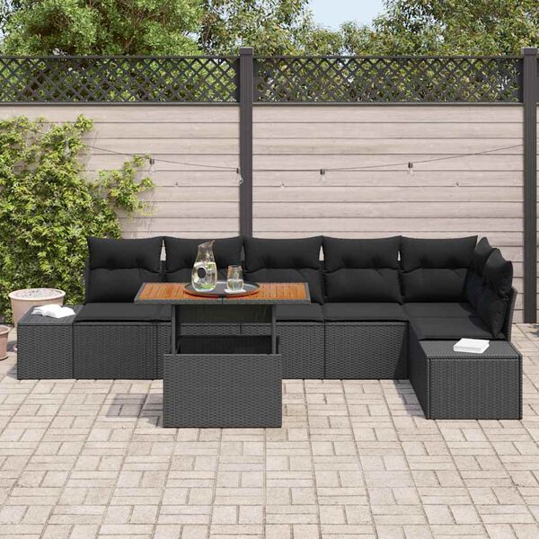 vidaXL Conjunto de Jantar para Jardim Manual 7 pcs Preto e Marrom