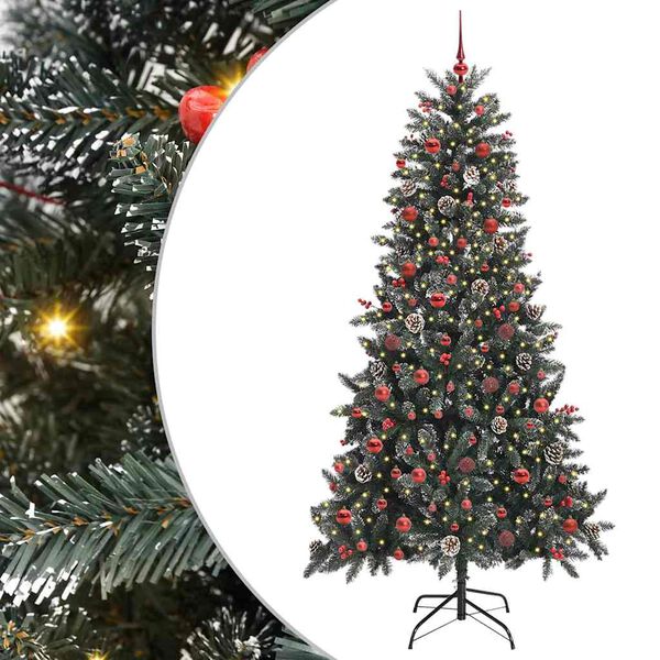 vidaXL &Aacute;rvore de Natal Artificial Verde 210 cm PVC, Pl&aacute;stico e A&ccedil;o