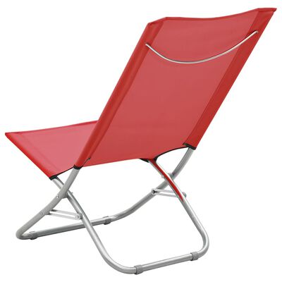 vidaXL Cadeiras de praia dobráveis 2 pcs tecido vermelho