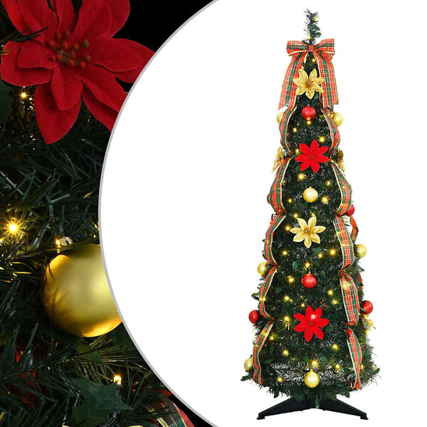 vidaXL Árvore de Natal Artificial com 50 LEDs Verde 120 cm PVC