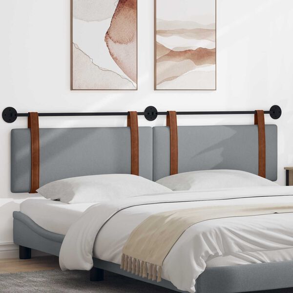 vidaXL Cabeceira Suspensa Cinzento-claro 210 x 55 x 5 cm PU Antigo