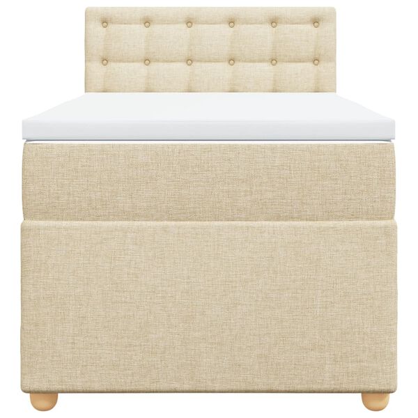 vidaXL Cama com molas/colch&atilde;o 90x200 cm tecido cor cr&egrave;me