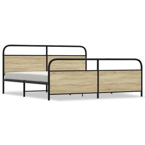 vidaXL Estrutura de cama sem colch&atilde;o 193x203cm metal carvalho sonoma