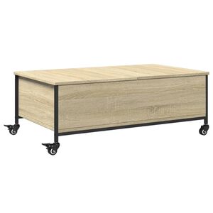 vidaXL Mesa de centro com rodas derivados de madeira carvalho sonoma