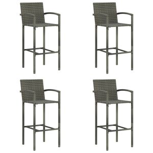 vidaXL Bancos de bar 4 pcs vime PE cinzento
