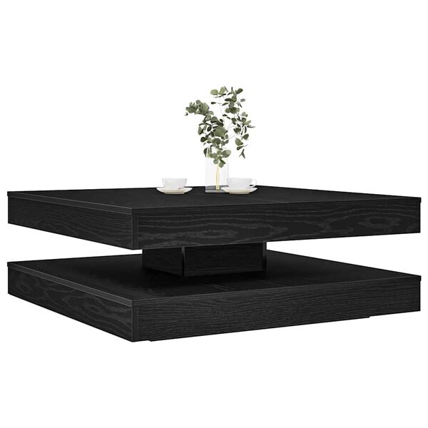 vidaXL Mesa de centro girat&oacute;ria 360 graus carvalho preto 90x90x34,5 cm