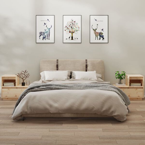 vidaXL Mesas de cabeceira 2 pcs 60x34x51 cm madeira de pinho maciça