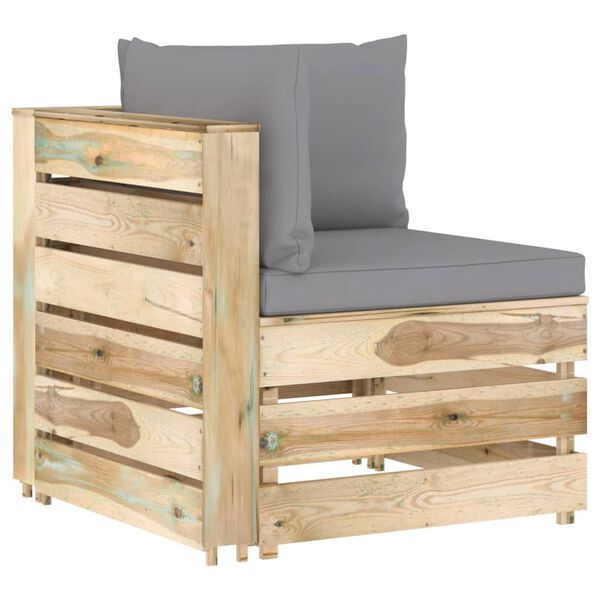 vidaXL 10 pcs conj. lounge jardim c/ almofad&otilde;es madeira impreg. verde