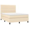 vidaXL Cama box spring c/ colch&atilde;o e LED 140x190 cm tecido cor creme