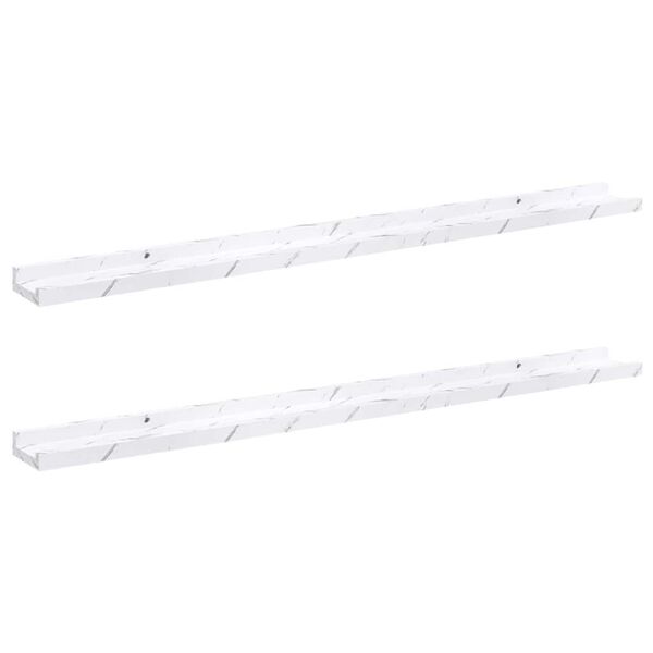 vidaXL Prateleira de Parede 2 pcs M&aacute;rmore Branco 100 x 9 x 3 cm