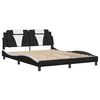 vidaXL Estrutura de cama Viana sem colch&atilde;o 160x200cm couro artif. preto/branco