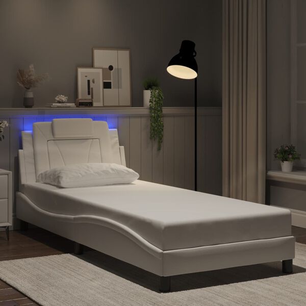 vidaXL Estrutura de cama Viana com LED sem colch&atilde;o 80x200cm branco