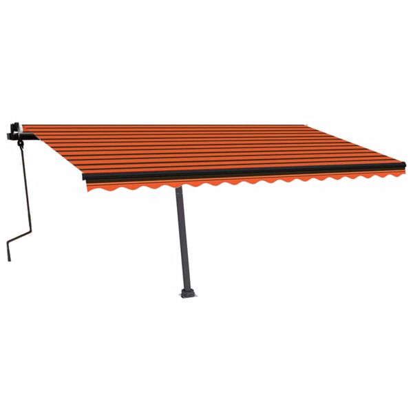 vidaXL Toldo retr&aacute;til manual independente 450x350cm laranja e castanho