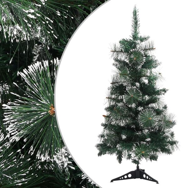 vidaXL Árvore de Natal artificial c/ suporte 90 cm PVC verde e branco