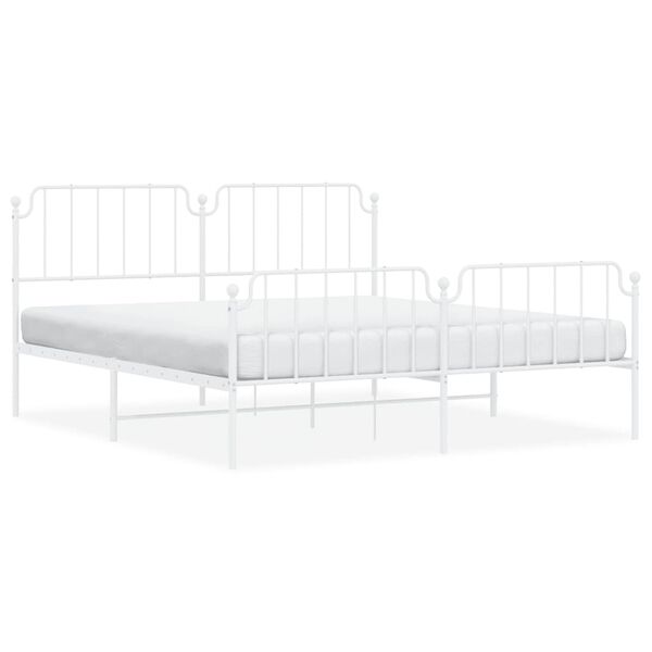 vidaXL Estrutura de cama com cabeceira e p&eacute;s 183x213 cm metal branco