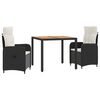 vidaXL Conjunto de Jantar para Exterior 3 unid. Preto e Branco Creme