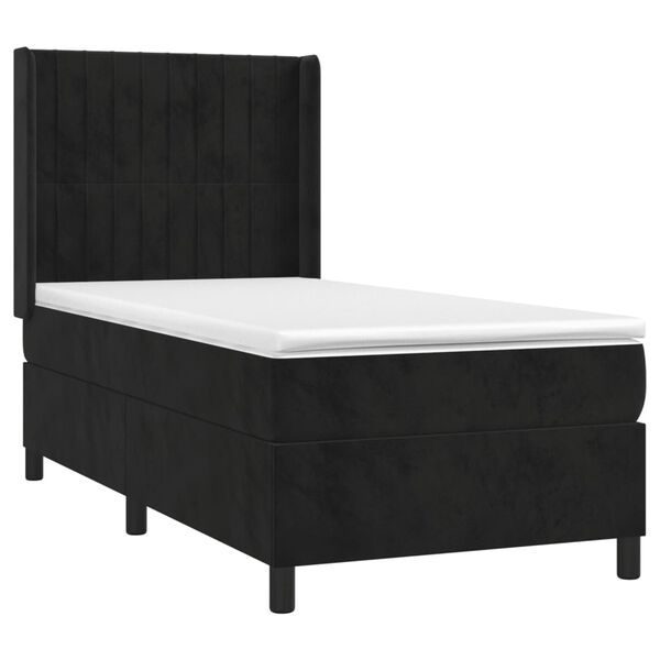 vidaXL Cama com molas/colch&atilde;o 90x200 cm veludo preto