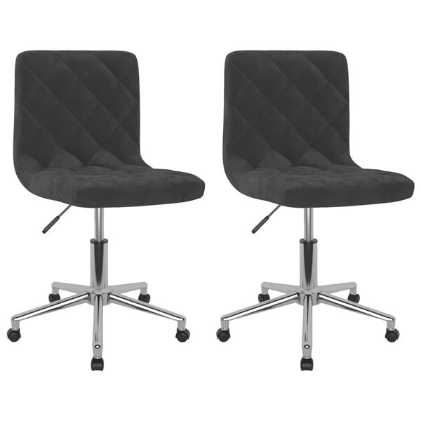 vidaXL Cadeiras de jantar girat&oacute;rias 2 pcs veludo preto