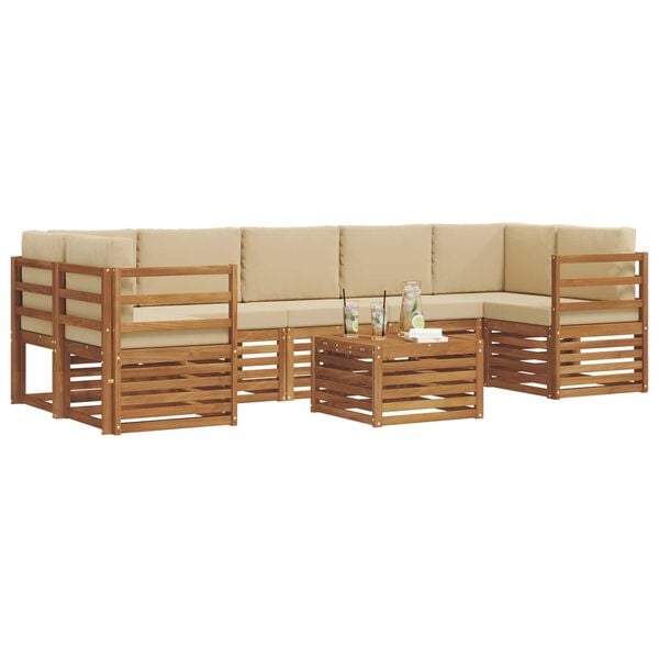 vidaXL Conjunto de Sof&aacute;s para Exterior 8 pcs Natural e Bege