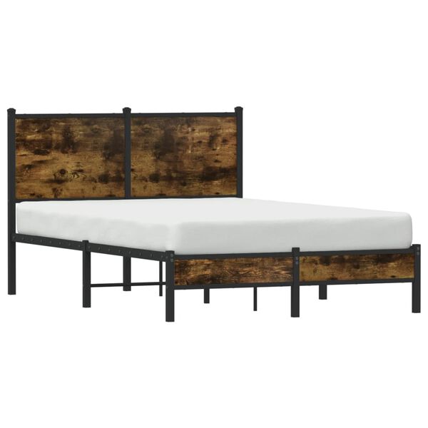 vidaXL Estrutura de cama sem colch&atilde;o 120x190 cm metal carvalho fumado