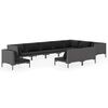 vidaXL 10 pcs conj. lounge jardim c/ almofad&otilde;es vime PE cinza-escuro