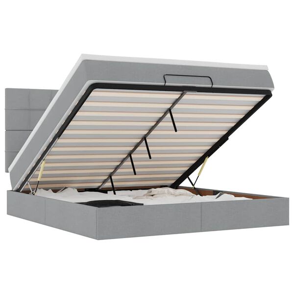 vidaXL Estrutura de cama otomana com colch&atilde;o 180x200 cm cinzento claro