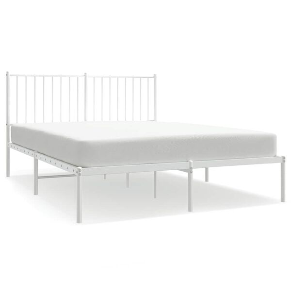 vidaXL Estrutura de cama com cabeceira 140x200 cm metal branco