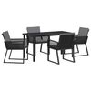 vidaXL Conjunto de Jantar para Jardim 5 pcs Preto A&ccedil;o revestido a p&oacute;