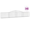 vidaXL Cestos gabião arqueados 8 pcs 400x30x60/80 cm ferro galvanizado