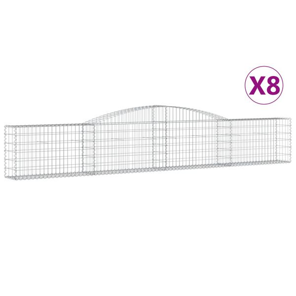 vidaXL Cestos gabião arqueados 8 pcs 400x30x60/80 cm ferro galvanizado