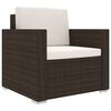 vidaXL 8 pcs conjunto lounge jardim c/ almofadões vime PE castanho