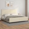 vidaXL Estrutura de cama c/ cabeceira couro artificial 200x200cm creme