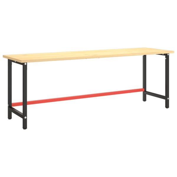vidaXL Estrutura p/ bancada 220x57x79 cm metal preto e vermelho mate