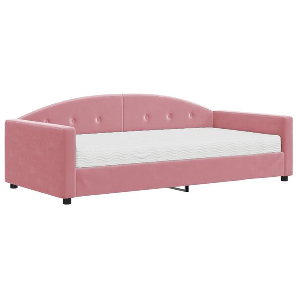 vidaXL Sof&aacute;-cama com colch&atilde;o 100x200 cm veludo rosa