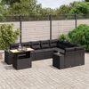 vidaXL 10 pcs conjunto sof&aacute;s de jardim c/ almofad&otilde;es vime PE preto