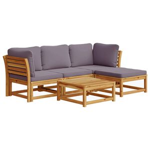 vidaXL 5 pcs conjunto lounge de jardim c/ almofad&otilde;es ac&aacute;cia maci&ccedil;a