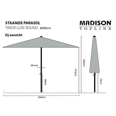 Madison Guarda-sol Timor Luxe 400 cm cinzento-acastanhado PAC8P015