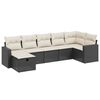 vidaXL 7 pcs conjunto de sof&aacute;s p/ jardim c/ almofad&otilde;es vime PE preto
