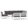 vidaXL 8 pcs conj. lounge de jardim c/ almofad&otilde;es pinho maci&ccedil;o branco