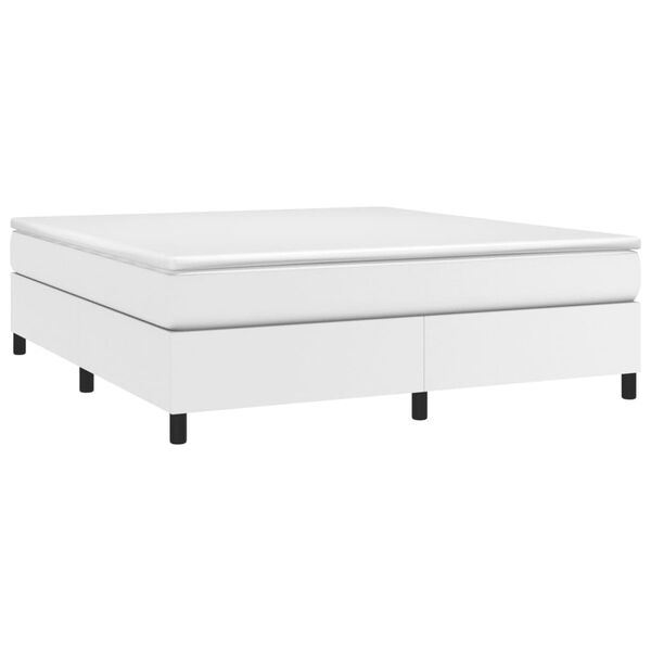 vidaXL Estrutura de cama com molas 160x200 cm couro artificial branco
