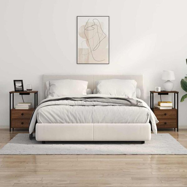 vidaXL Arm&aacute;rio de Cabeceira 2 pcs Carvalho Marrom 40 x 31 x 60 cm