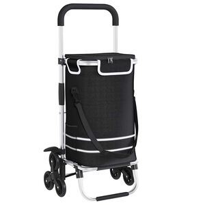 vidaXL Carrinho de Compras Preto 47 x 39 x 100,5 cm Tecido Oxford