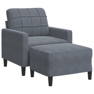 vidaXL Poltrona com apoio de p&eacute;s 60 cm veludo cinzento-escuro