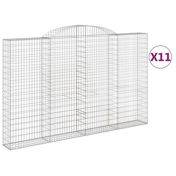 vidaXL Cestos gabi&atilde;o arqueados 11 pcs 300x30x180/200 ferro galvanizado