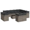 vidaXL 13 pcs conjunto sof&aacute;s p/ jardim c/ almofad&otilde;es vime PE cinzento