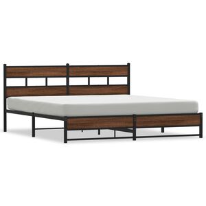 vidaXL Estrutura cama sem colch&atilde;o 180x200 cm metal carvalho castanho